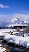 Scaricare immagine Landscape, Rivers, Snow, Winter sul telefono gratis.