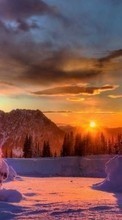 Scaricare immagine Landscape,Snow,Sunset,Winter sul telefono gratis.
