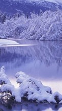 Scaricare immagine Landscape, Winter, Rivers, Snow sul telefono gratis.