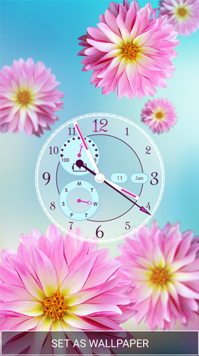 Flower clock by Thalia Spiele und Anwendungen - scaricare Con orologio sfondi animati per Android di cellulare gratuitamente.
