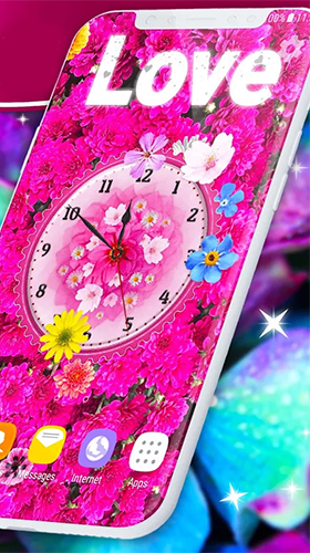 Scarica gratis sfondi animati Flowers analog clock per telefoni di Android e tablet.