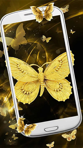 Scarica gratis sfondi animati Gold butterfly per telefoni di Android e tablet.