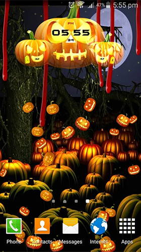 Halloween: Clock - scaricare Con orologio sfondi animati per Android di cellulare gratuitamente.
