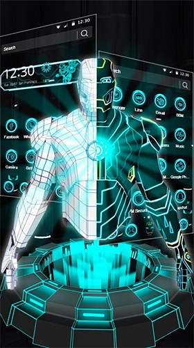 Neon hero 3D - scaricare Con orologio sfondi animati per Android di cellulare gratuitamente.