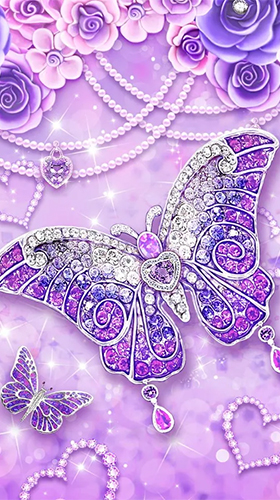 Scarica gratis sfondi animati Purple diamond butterfly per telefoni di Android e tablet.