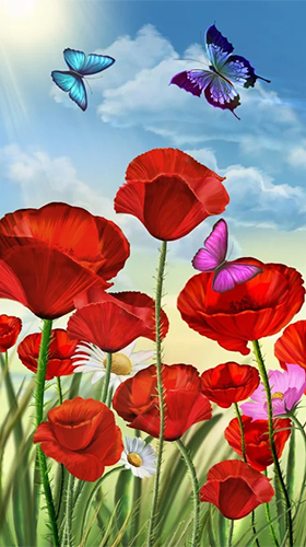 Scarica gratis sfondi animati Summer: flowers and butterflies per telefoni di Android e tablet.