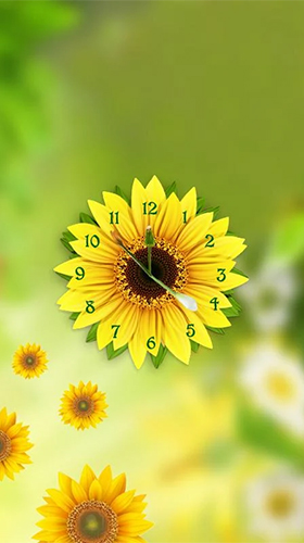 Sunflower clock - scaricare Con orologio sfondi animati per Android di cellulare gratuitamente.