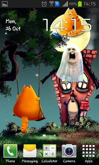 Scarica gratis sfondi animati Cat Halloween per telefoni di Android e tablet.