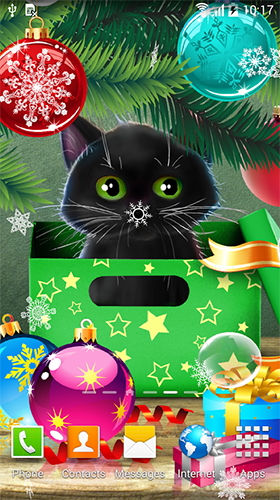 Scaricare Christmas cat — sfondi animati gratuiti per l'Android su un Desktop. 