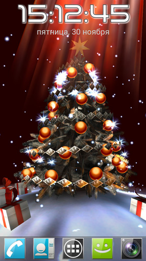 Christmas tree 3D - scaricare Con orologio sfondi animati per Android di cellulare gratuitamente.