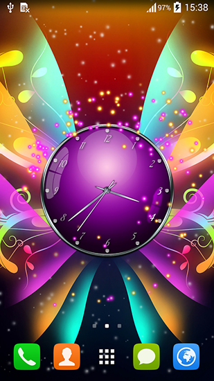 Clock with butterflies - scaricare  sfondi animati per Android di cellulare gratuitamente.
