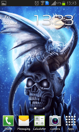 Scarica gratis sfondi animati Dragon on skull per telefoni di Android e tablet.