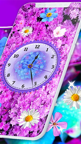 Scaricare Flowers analog clock — sfondi animati gratuiti per l'Android su un Desktop. 