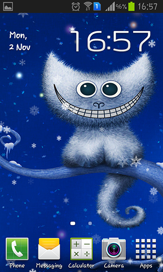 Funny Christmas kitten and his smile - scaricare sfondi animati per Android 9 di cellulare gratuitamente.