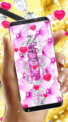 Scaricare Golden luxury diamond hearts — sfondi animati gratuiti per l'Android su un Desktop. 