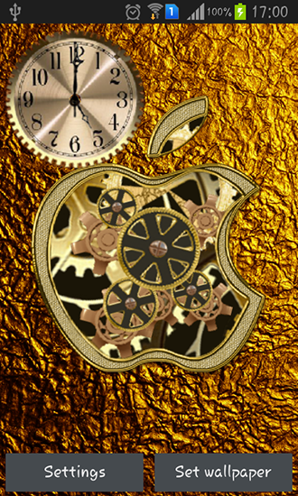 Golden apple clock - scaricare sfondi animati per Android di cellulare gratuitamente.
