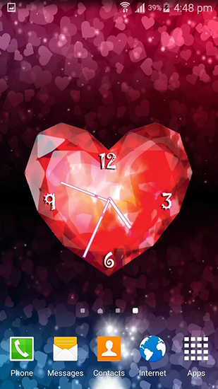 Hearts сlock - scaricare Con orologio sfondi animati per Android di cellulare gratuitamente.