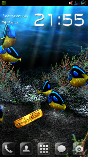 My 3D fish - scaricare Con orologio sfondi animati per Android di cellulare gratuitamente.