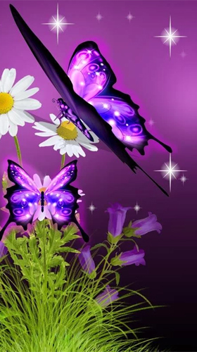 Scaricare Neon butterfly 3D — sfondi animati gratuiti per l'Android su un Desktop. 