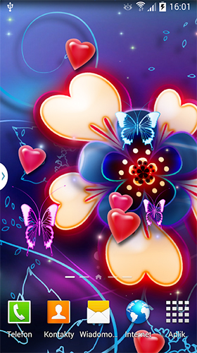 Scaricare Neon hearts by Live Wallpapers 3D — sfondi animati gratuiti per l'Android su un Desktop. 