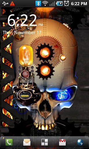 Scarica gratis sfondi animati Steampunk skull per telefoni di Android e tablet.