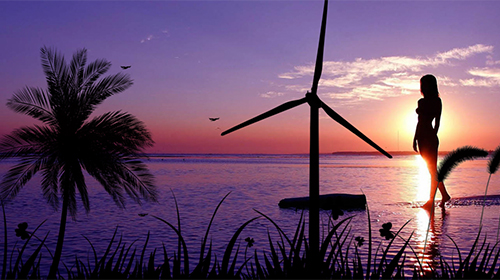 Scaricare Sunset: windmill — sfondi animati gratuiti per l'Android su un Desktop. 