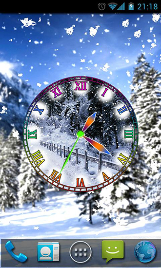 Scarica gratis sfondi animati Winter snow clock per telefoni di Android e tablet.