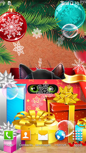 Screenshot dello Schermo Christmas cat sul cellulare e tablet.