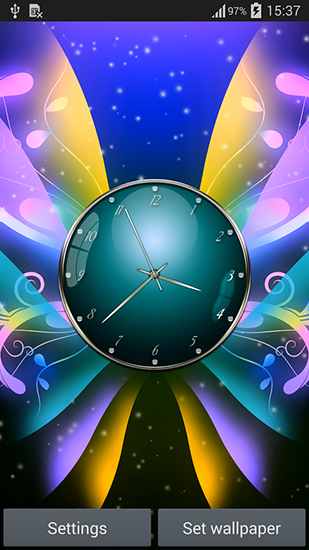 Scaricare Clock with butterflies — sfondi animati gratuiti per l'Android su un Desktop. 