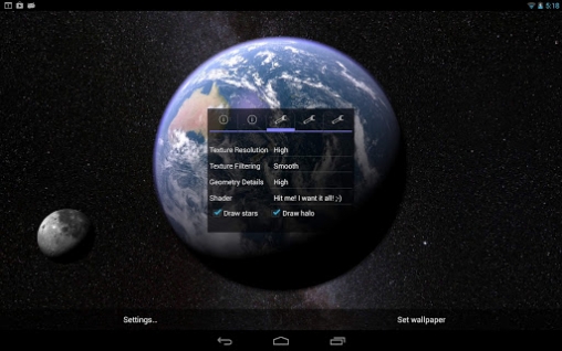 Scaricare Earth and moon in gyro 3D — sfondi animati gratuiti per l'Android su un Desktop. 