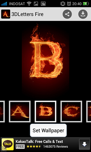Scaricare Fire letter 3D — sfondi animati gratuiti per l'Android su un Desktop. 