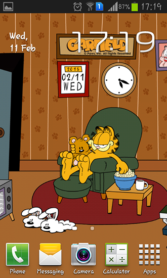 Scaricare Home sweet: Garfield — sfondi animati gratuiti per l'Android su un Desktop. 