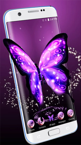 Screenshot dello Schermo Neon butterfly 3D sul cellulare e tablet.