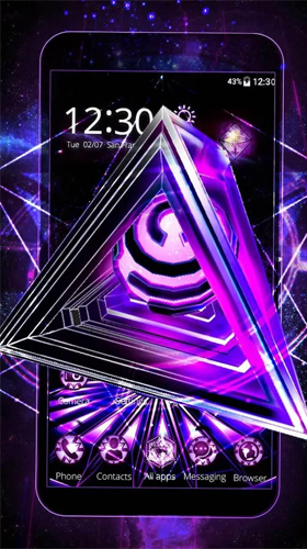 Screenshot dello Schermo Neon triangle 3D sul cellulare e tablet.