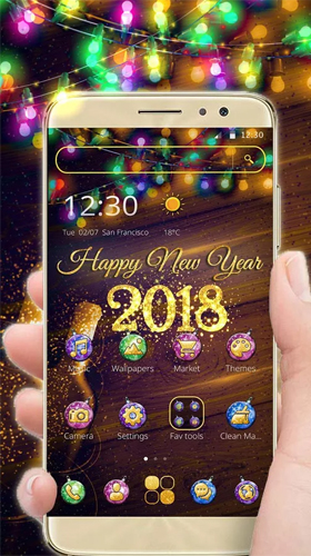 Screenshot dello Schermo New Year 2018 sul cellulare e tablet.