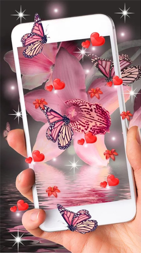 Screenshot dello Schermo Pink butterfly by Live Wallpaper Workshop sul cellulare e tablet.