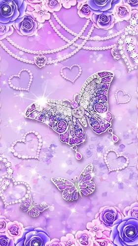 Screenshot dello Schermo Purple diamond butterfly sul cellulare e tablet.