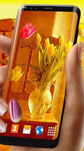 Screenshot dello Schermo Tulips by 3D HD Moving Live Wallpapers Magic Touch Clocks sul cellulare e tablet.