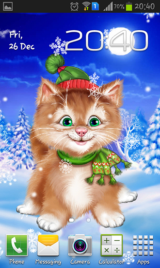 Scaricare Winter cat — sfondi animati gratuiti per l'Android su un Desktop. 