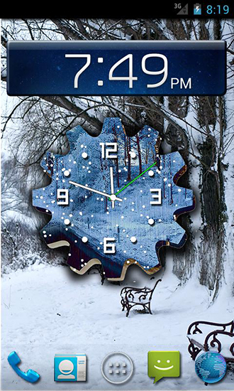 Scaricare Winter snow clock — sfondi animati gratuiti per l'Android su un Desktop. 
