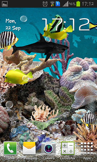 Screenshot dello Schermo Aquarium 3D sul cellulare e tablet.