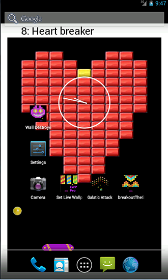 Screenshot dello Schermo Bricks Pro sul cellulare e tablet.