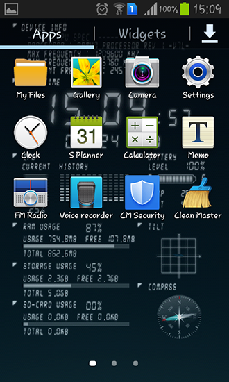 Screenshot dello Schermo Device info sul cellulare e tablet.