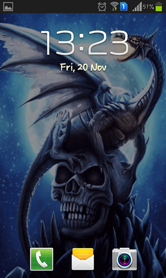 Screenshot dello Schermo Dragon on skull sul cellulare e tablet.