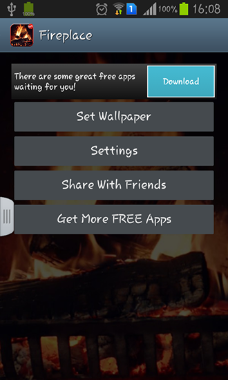 Screenshot dello Schermo Fireplace video HD sul cellulare e tablet.