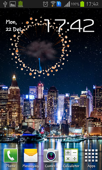 Screenshot dello Schermo Fireworks 2015 sul cellulare e tablet.