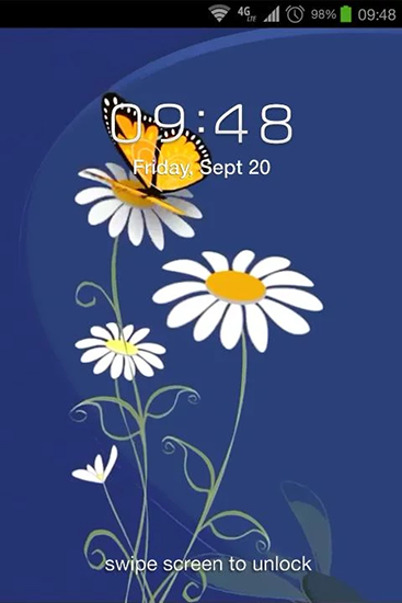 Screenshot dello Schermo Flowers and butterflies sul cellulare e tablet.