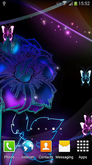 Screenshot dello Schermo Neon butterflies sul cellulare e tablet.
