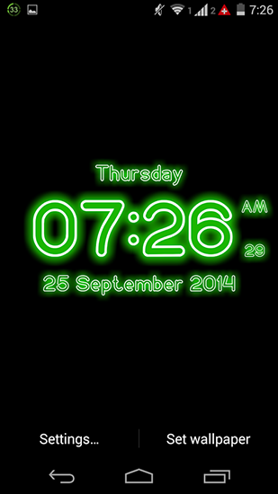 Screenshot dello Schermo Neon digital clock sul cellulare e tablet.