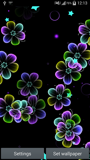 Screenshot dello Schermo Neon flowers sul cellulare e tablet.